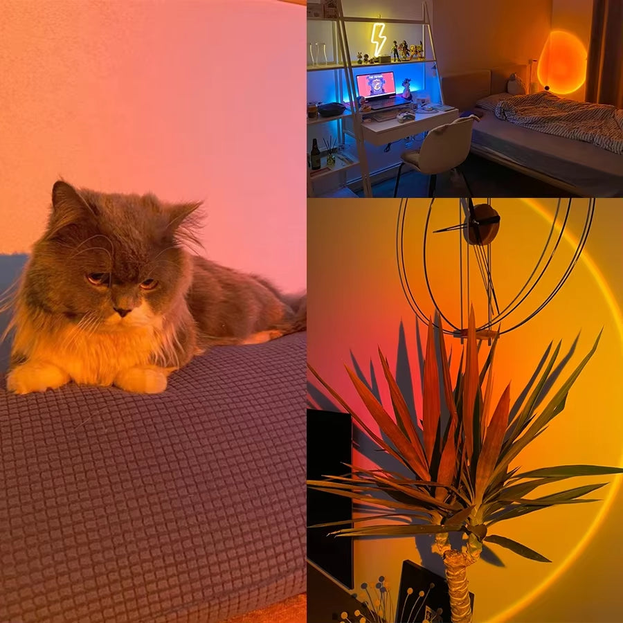 Transform Your Space with the USB Sunset LED Projector Lamp - Create Stunning Rainbow Neon Effects for Photography and Cozy Atmosphere