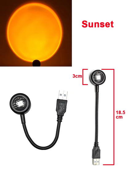 Transform Your Space with the USB Sunset LED Projector Lamp - Create Stunning Rainbow Neon Effects for Photography and Cozy Atmosphere