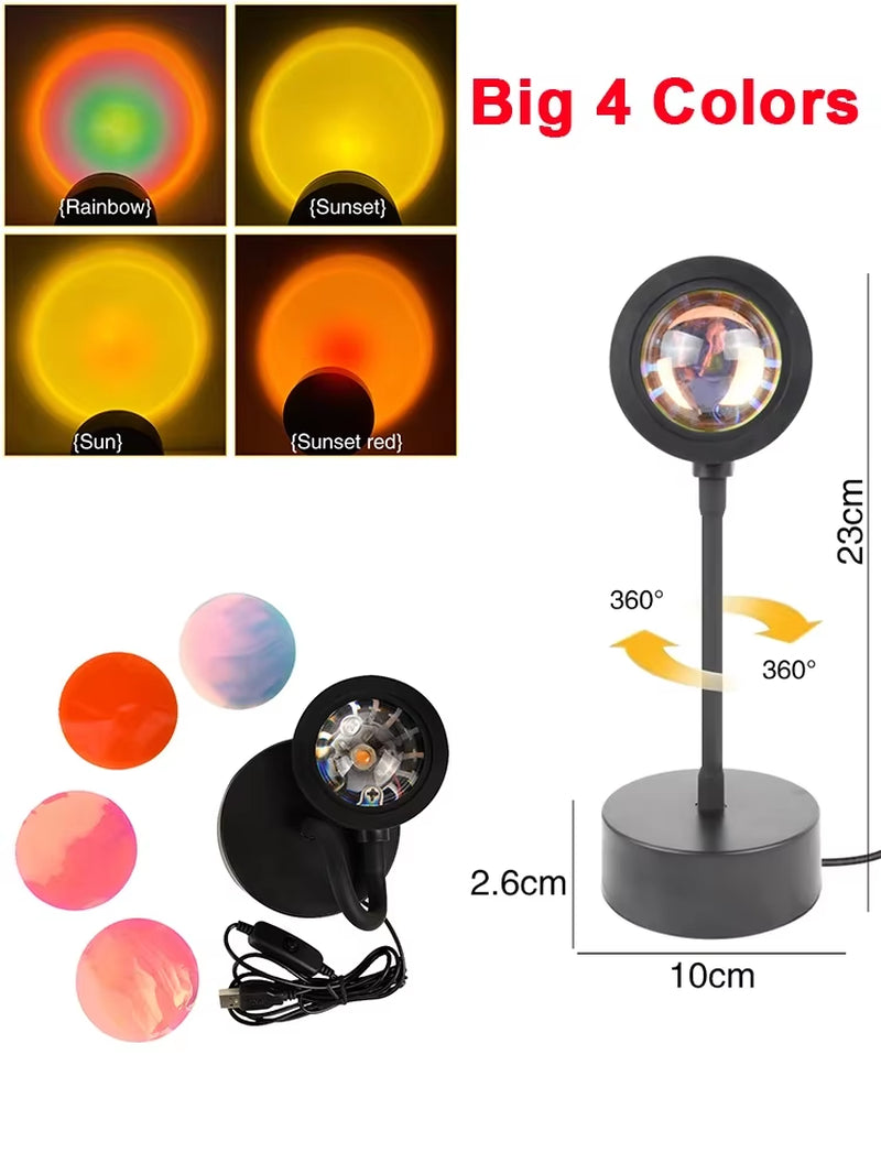 Transform Your Space with the USB Sunset LED Projector Lamp - Create Stunning Rainbow Neon Effects for Photography and Cozy Atmosphere