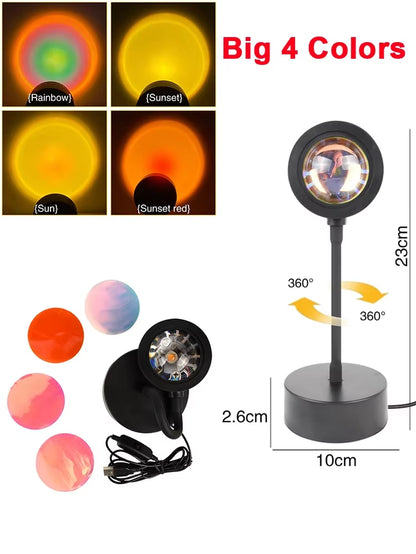 Transform Your Space with the USB Sunset LED Projector Lamp - Create Stunning Rainbow Neon Effects for Photography and Cozy Atmosphere