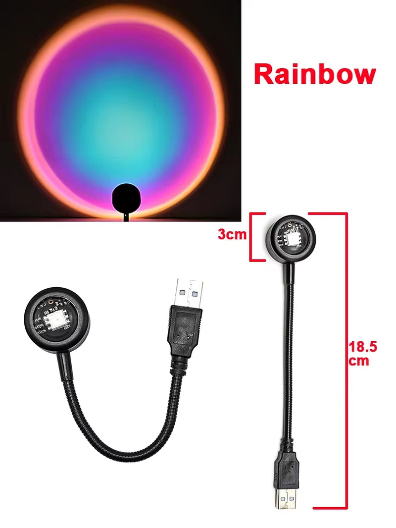 Transform Your Space with the USB Sunset LED Projector Lamp - Create Stunning Rainbow Neon Effects for Photography and Cozy Atmosphere