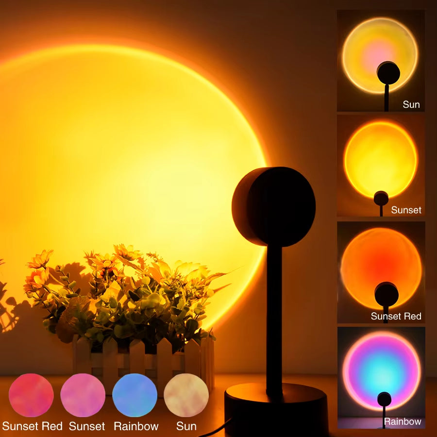 Transform Your Space with the USB Sunset LED Projector Lamp - Create Stunning Rainbow Neon Effects for Photography and Cozy Atmosphere