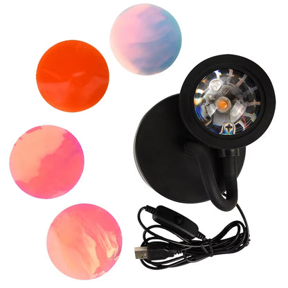 Transform Your Space with the USB Sunset LED Projector Lamp - Create Stunning Rainbow Neon Effects for Photography and Cozy Atmosphere