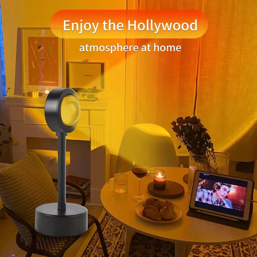 Transform Your Space with the USB Sunset LED Projector Lamp - Create Stunning Rainbow Neon Effects for Photography and Cozy Atmosphere